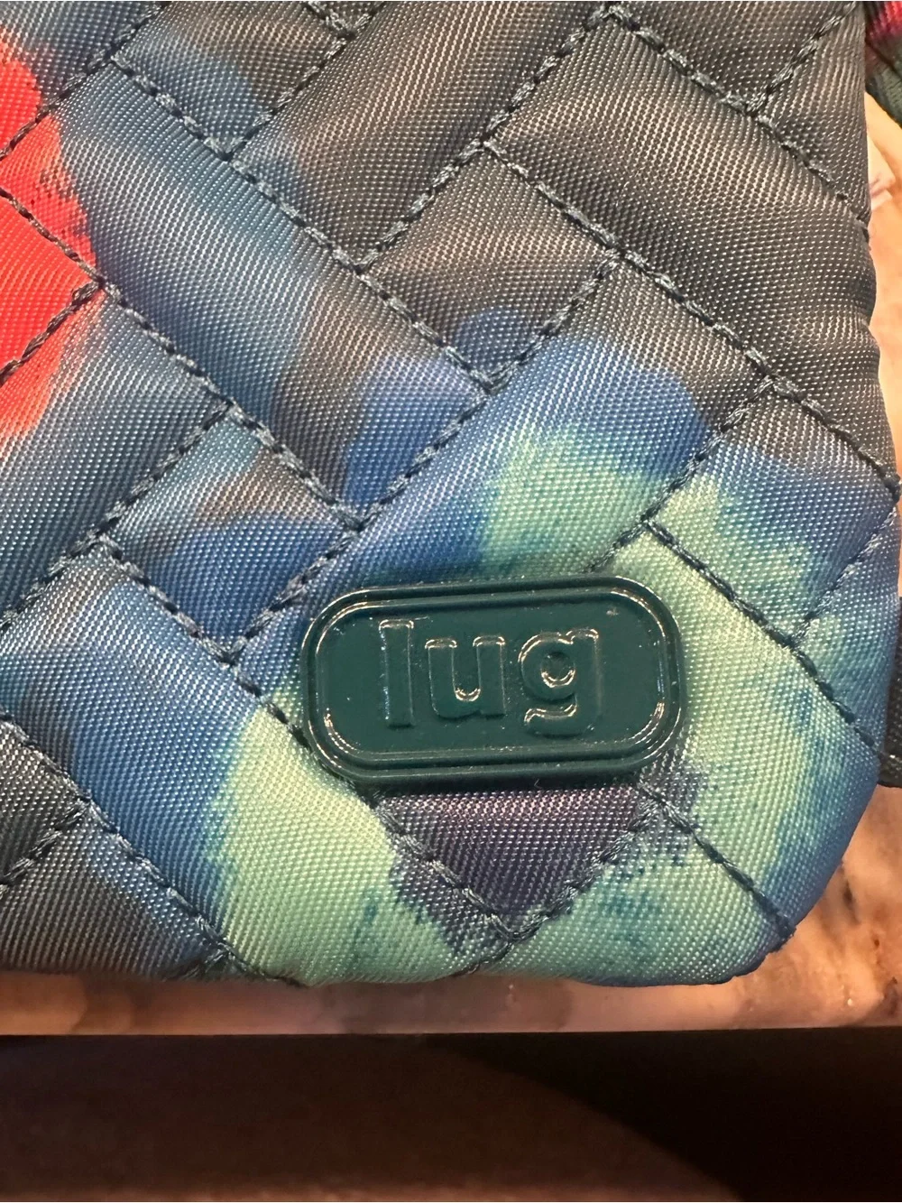 lug Quilted Wristlet Pouch in Blue, Teal & Coral